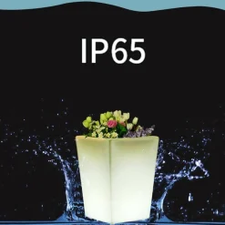 Macetero LED RGBW recargable 12W - Resina blanca - IP65 - 40x40x55cm