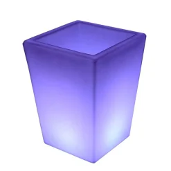 Macetero LED RGBW recargable 12W - Resina blanca - IP65 - 40x40x55cm