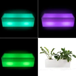 Macetero rectangular LED RGBW - 24W - Recargable - Mando a distancia