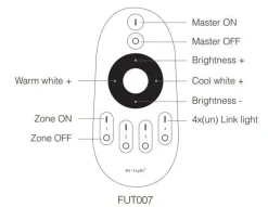 Mando a distancia LED Monocolor/CCT - 4 Zonas- FUT007- Mi Light - Mi Boxer