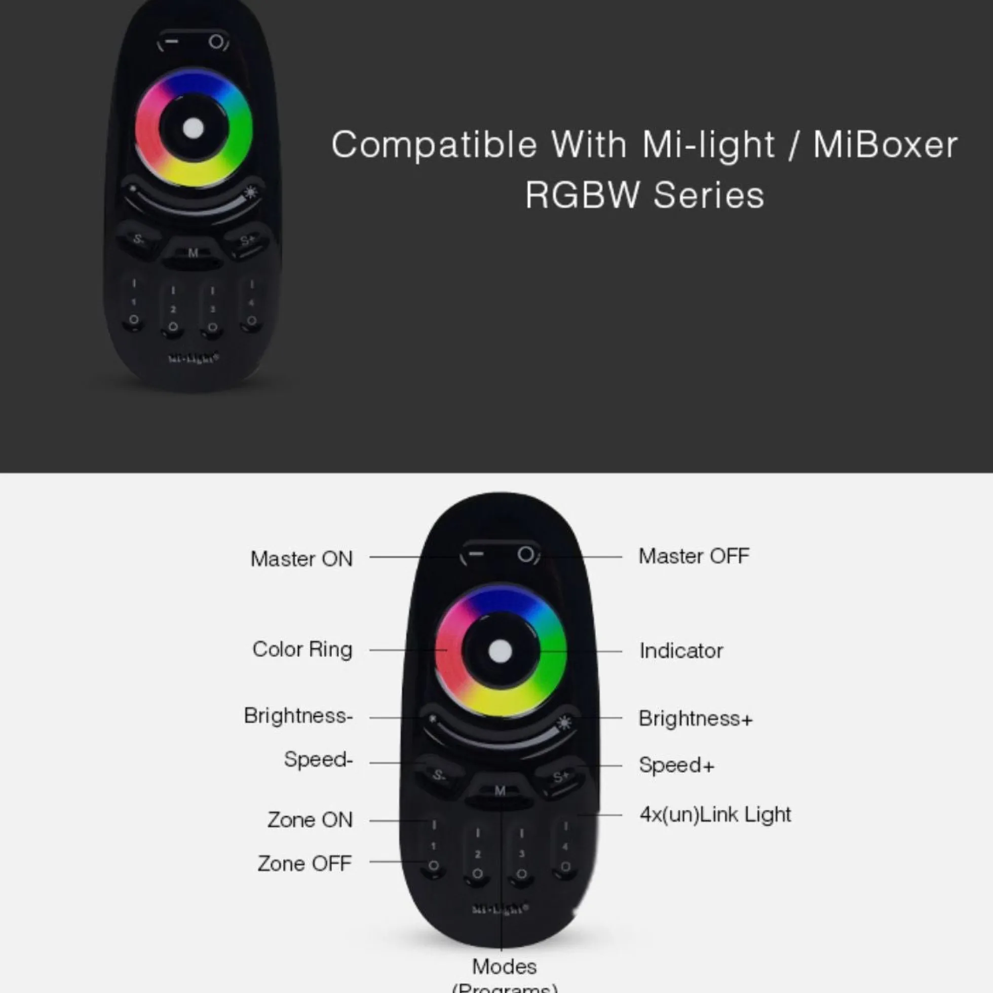 Mando a distancia LED RGBW - 4 Zonas - BLANCO - FUT096 - Mi Light