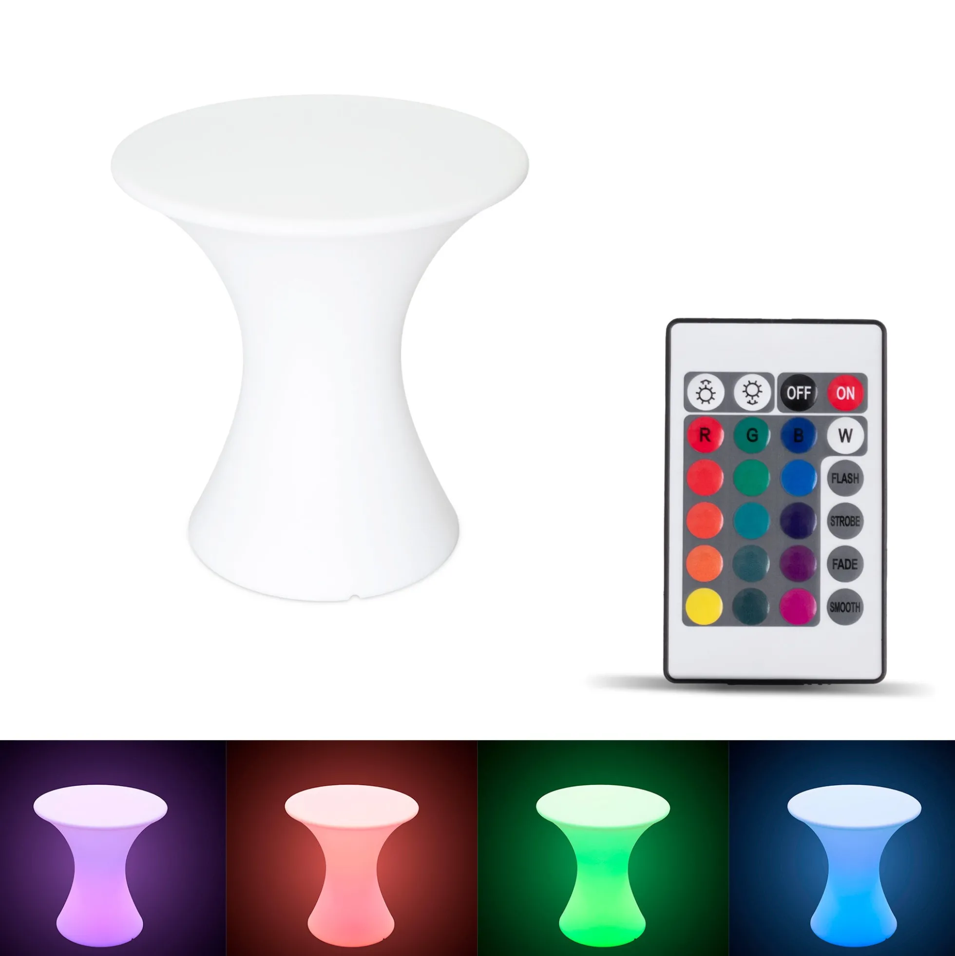 Mesa luminosa LED RGBW - 58 x Ø60 cm - 12W - Recargable