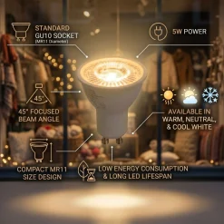 Mini Bombilla LED - MR11 GU10 - 5W - 45º