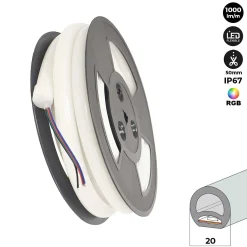 Neón LED flexible circular RGB - 24 V -  Instalación sobre superficie - Ø20mm - 5 metros - 22W/m - Kit completo - IP67