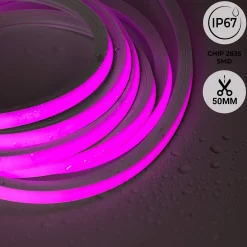 Neón LED flexible RGB 3D - 16x16mm - 5m - Kit completo -12W/m - IP67 -Curvatura vertical y horizontal