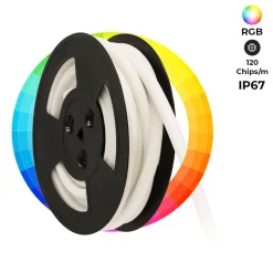 Neón LED flexible RGB 24V DC- 12X12mm - 10 metros - Kit completo - 11W/m - IP67 - Curvatura vertical