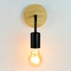 Pack de 2 Apliques de pared en madera con flexo de metal "Morgan"