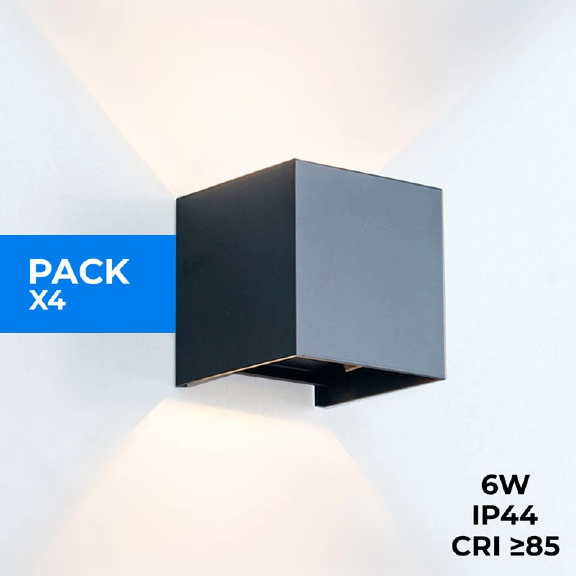 Pack de 4 Apliques de pared "KURTIN" 6W luz up and down regulable