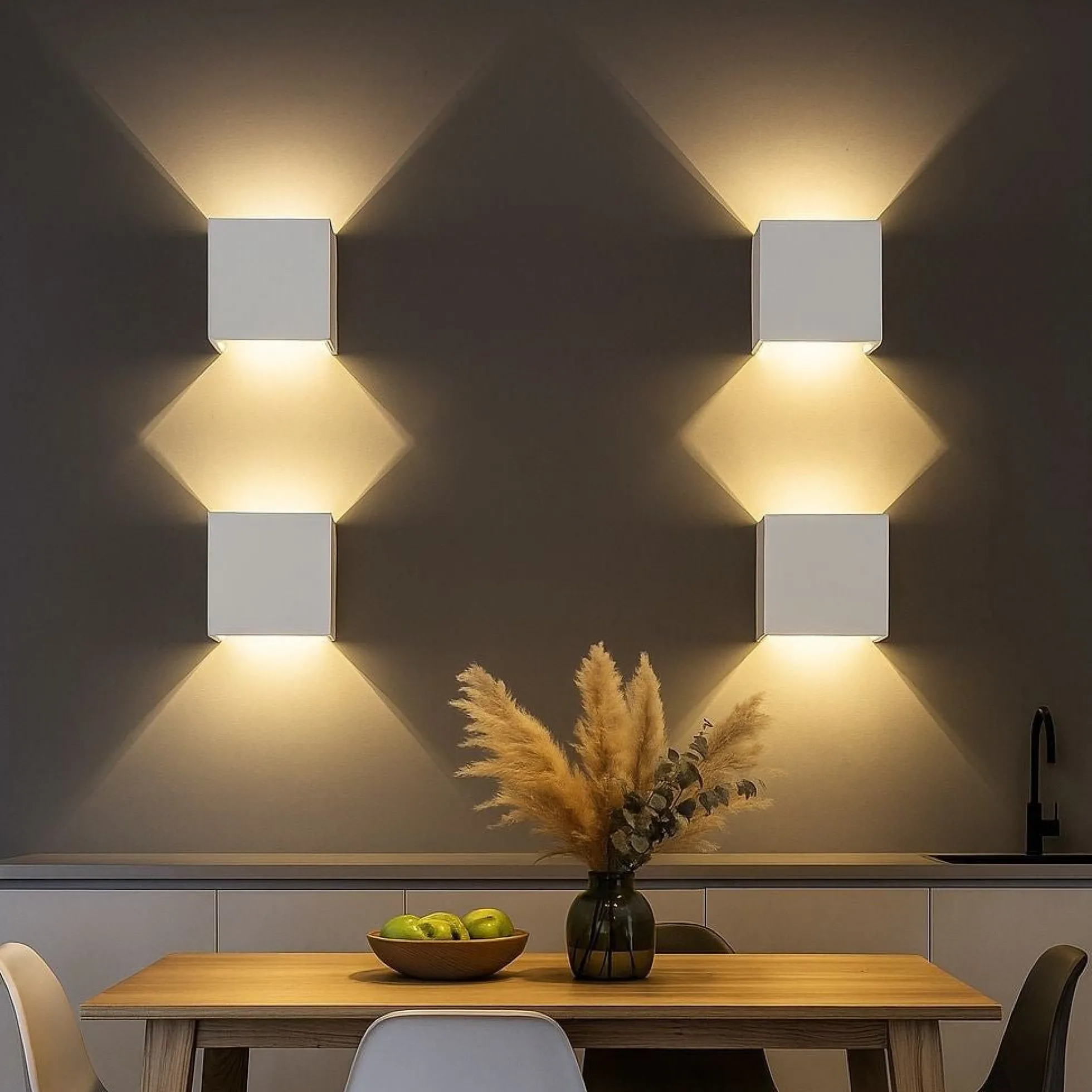 Pack de 4 Apliques de pared "KURTIN" 6W luz up and down regulable