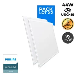 Pack de 2 paneles LED slim 60X60 cm - Driver Philips - 44W - UGR19 - IP40