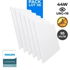 Pack de 6 paneles LED slim 60X60 cm - Driver Philips - 44W - UGR19 - IP40