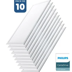 Pack de 10 paneles LED slim 120X30 cm -  Driver Philips - 44W - UGR19 - IP40