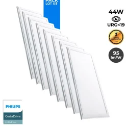 Pack de 8 paneles LED slim 120X30 cm - Driver Philips - 44W - UGR19 - IP40