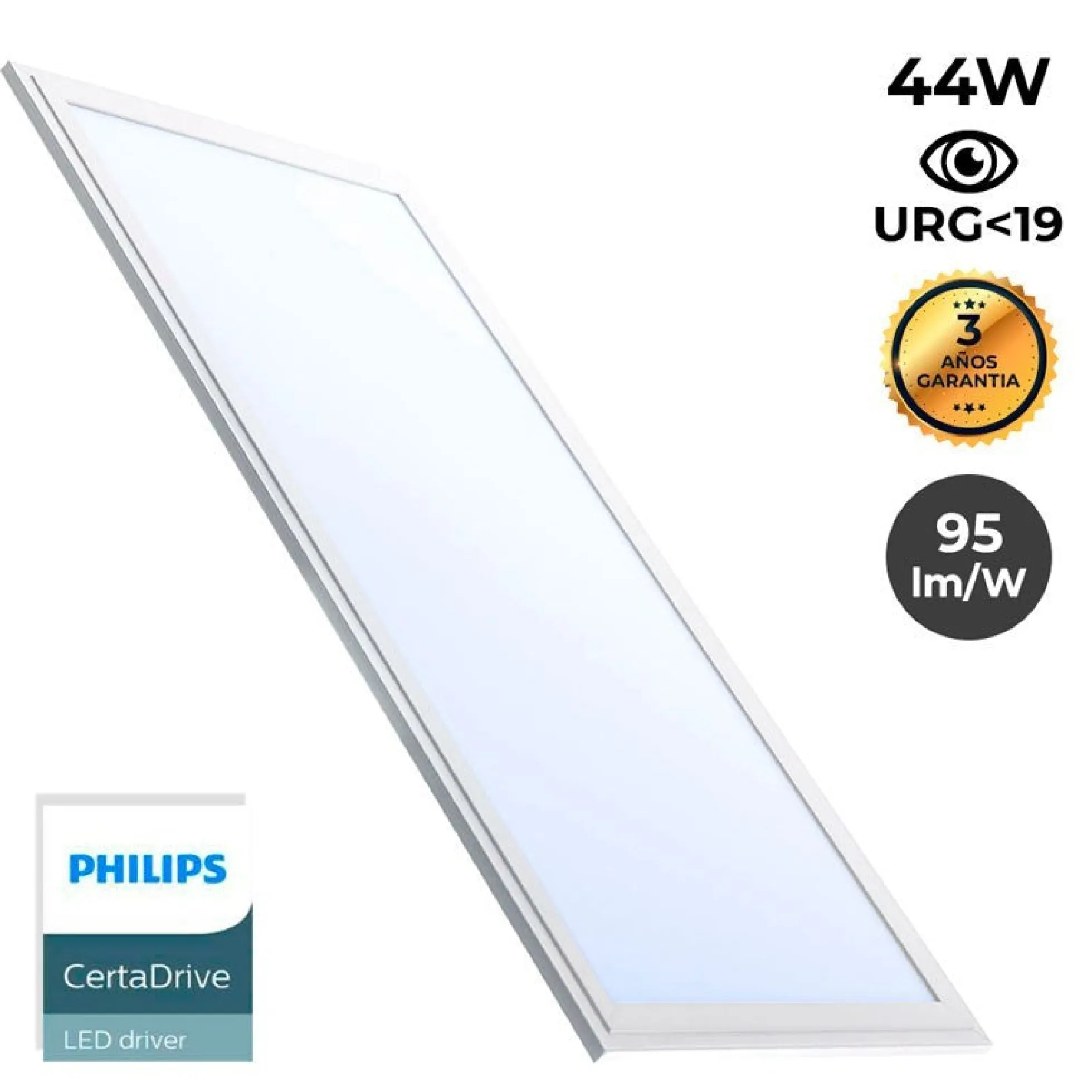 Pack de 8 paneles LED slim 120X30 cm - Driver Philips - 44W - UGR19 - IP40
