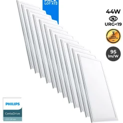 Pack de 12 paneles LED slim 120X30 cm -  Driver Philips - 44W - UGR19 - IP40