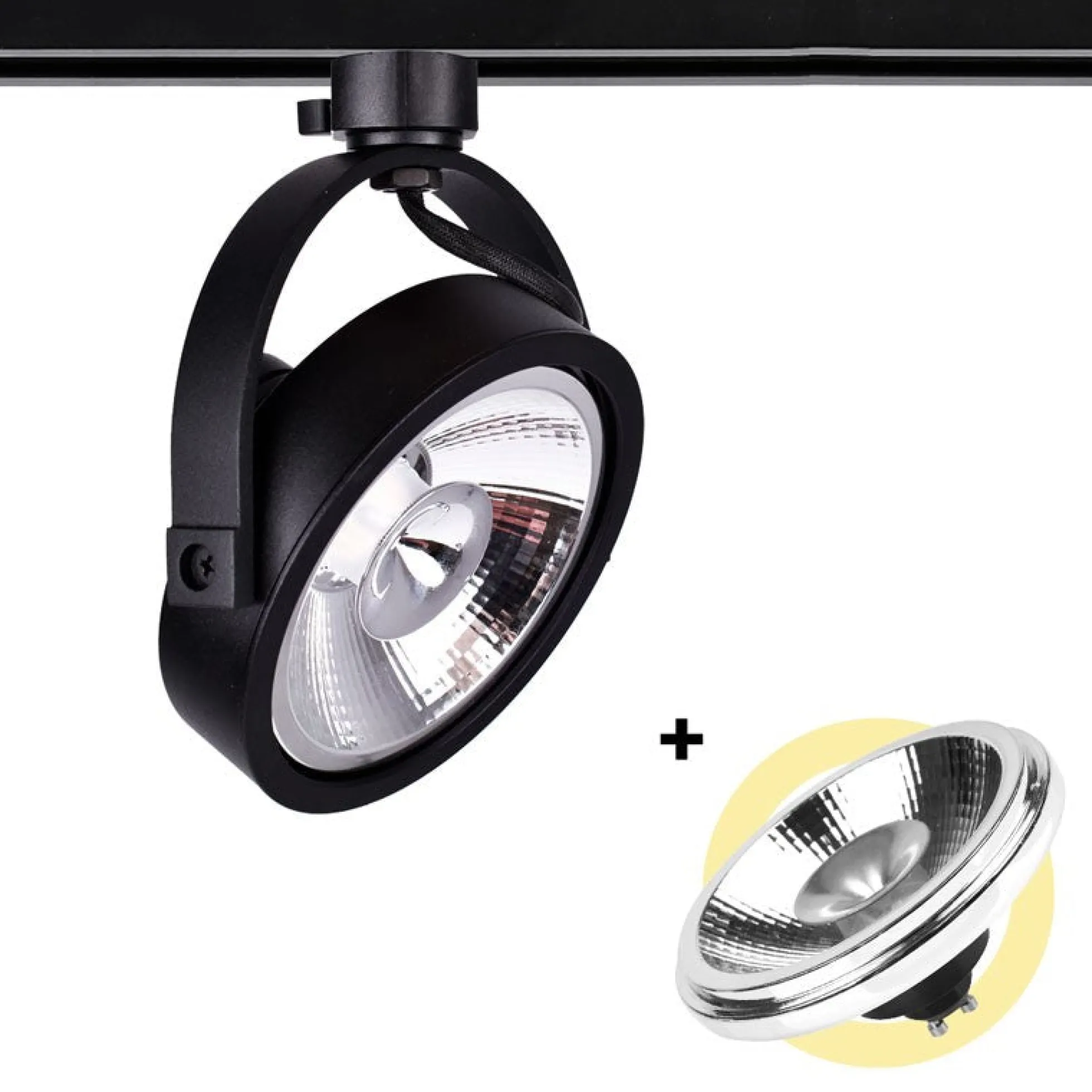 Pack Foco LED de carril trifásico + Bombilla LED AR111 GU10