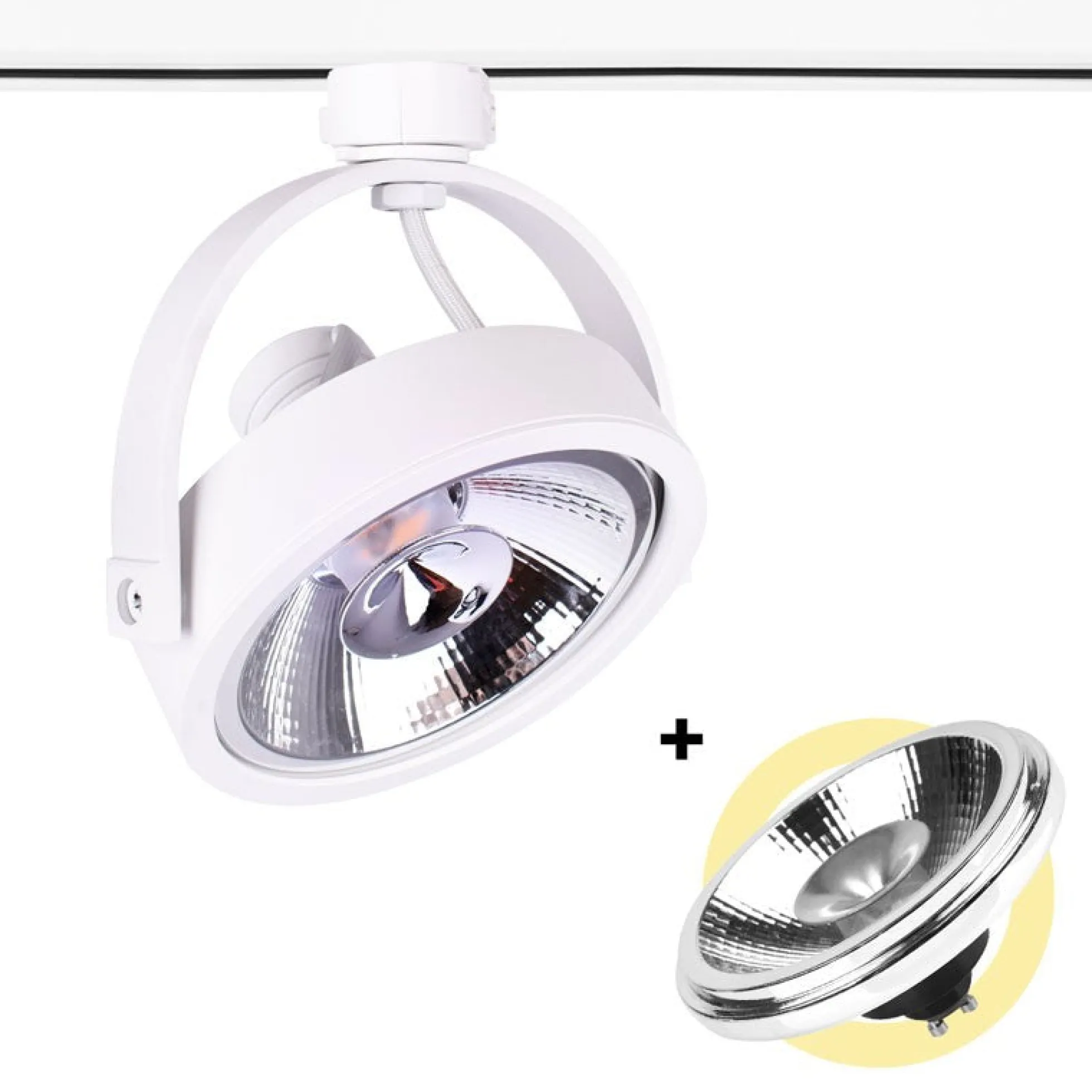 Pack Foco LED de carril trifásico + Bombilla LED AR111 GU10