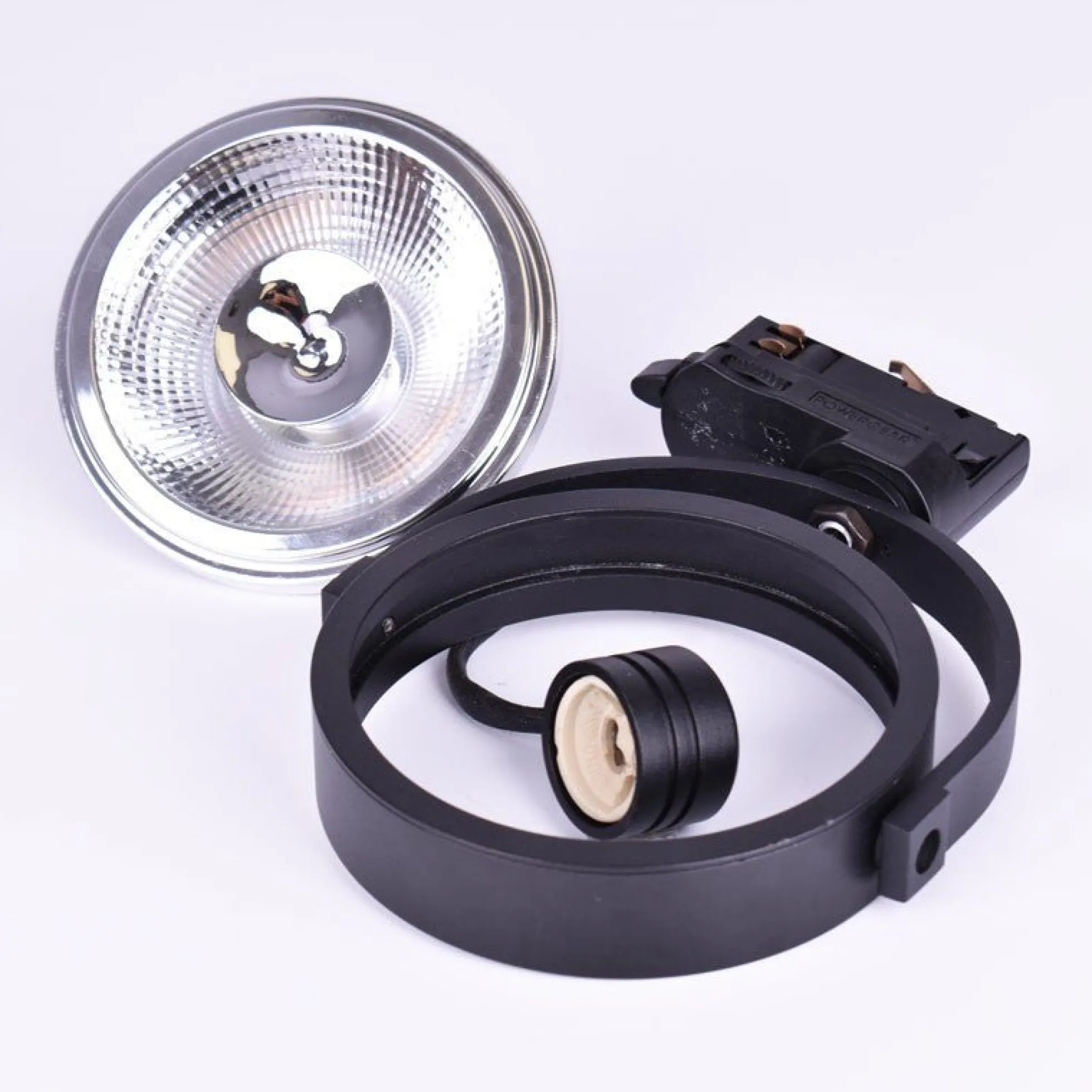 Pack Foco LED de carril trifásico + Bombilla LED AR111 GU10