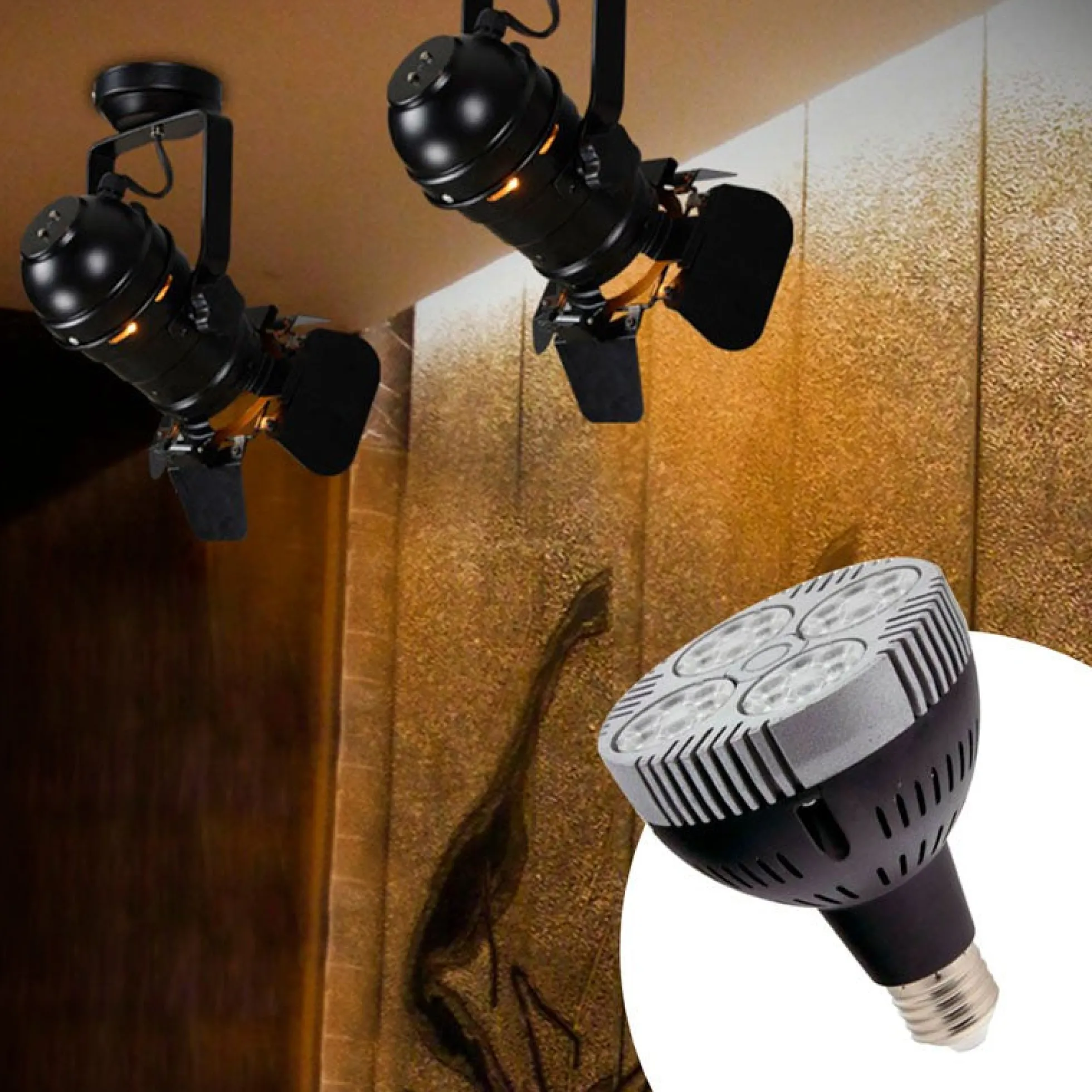Pack Lámpara de techo o pared "CINEMA" con Bombilla LED PAR30 E27