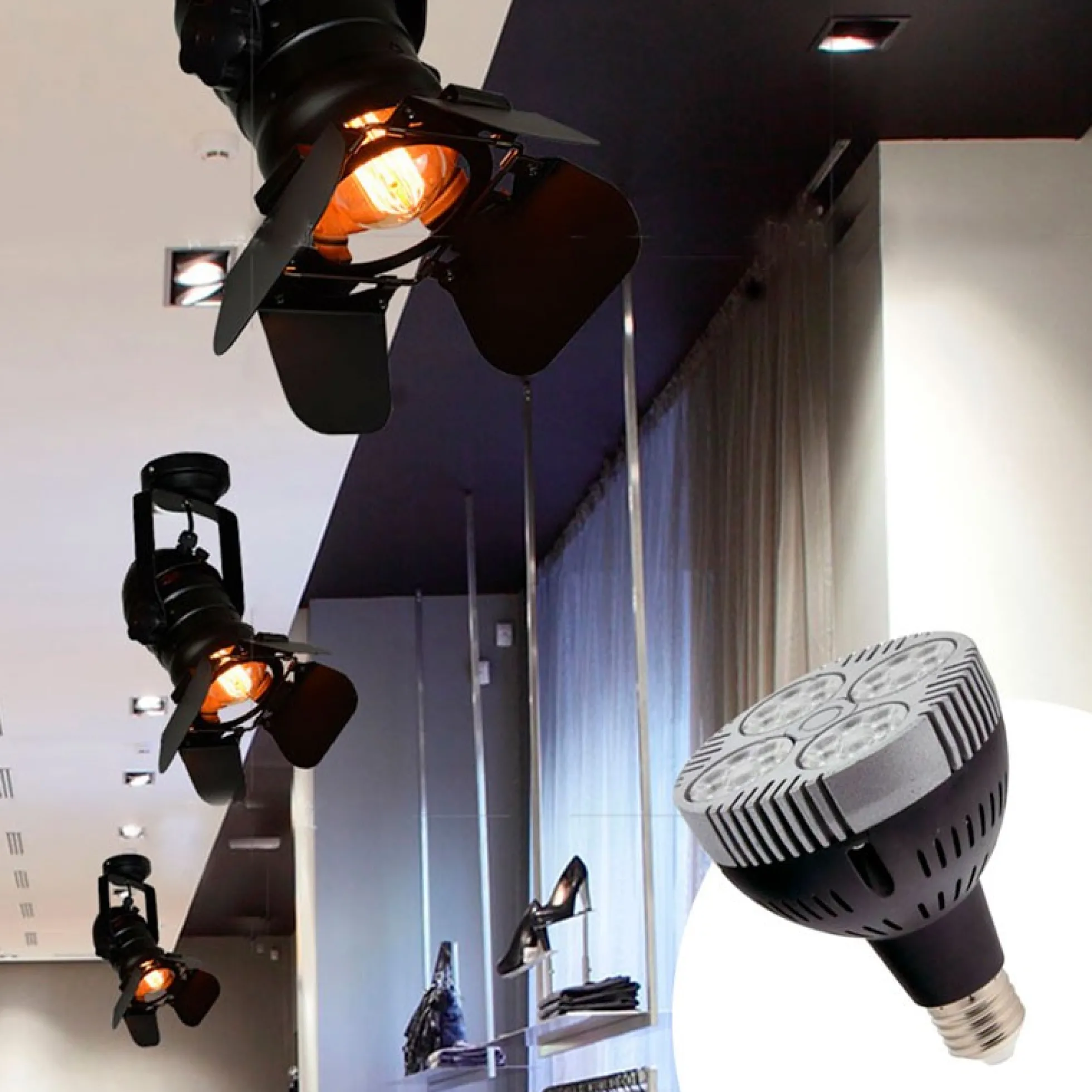 Pack Lámpara de techo o pared "CINEMA" con Bombilla LED PAR30 E27