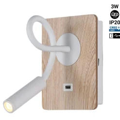 Pack x 2 - Aplique de pared flexible para lectura con puerto USB 