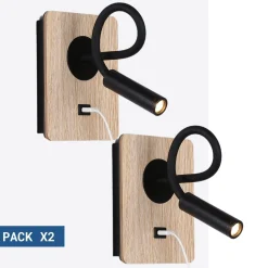 Pack x 2 - Aplique de pared flexible para lectura con puerto USB 