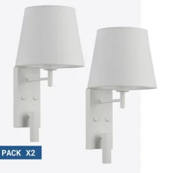 Pack x 2 - Aplique de pared para lectura con foco LED