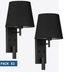 Pack x 2 - Aplique de pared para lectura con foco LED