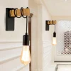 Pack X2 Apliques de pared rústicos de madera "RUDER" E27