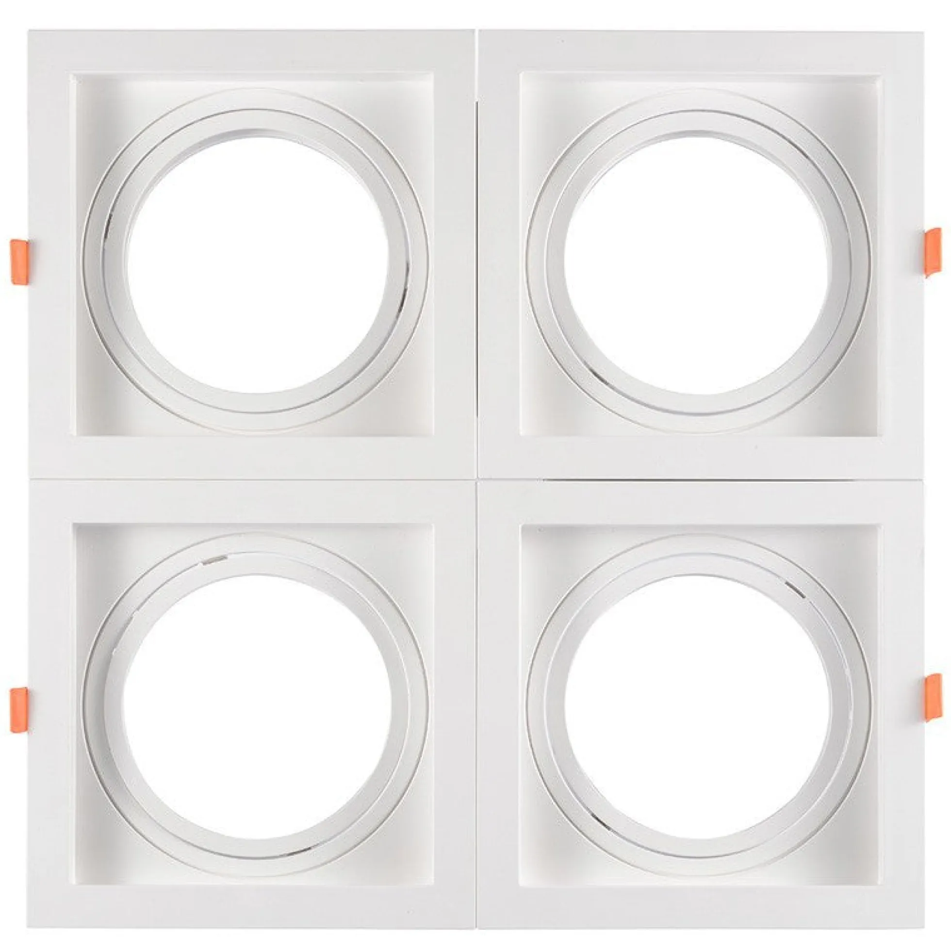 Pack x 4 - Aro downlight cuadrado tipo cardan para bombilla QR111 o AR111 - Corte 155 x 155 mm