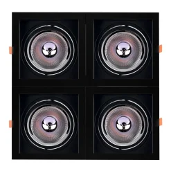 Pack x 4 - Aro downlight cuadrado tipo cardan para bombilla QR111 o AR111 - Corte 155 x 155 mm