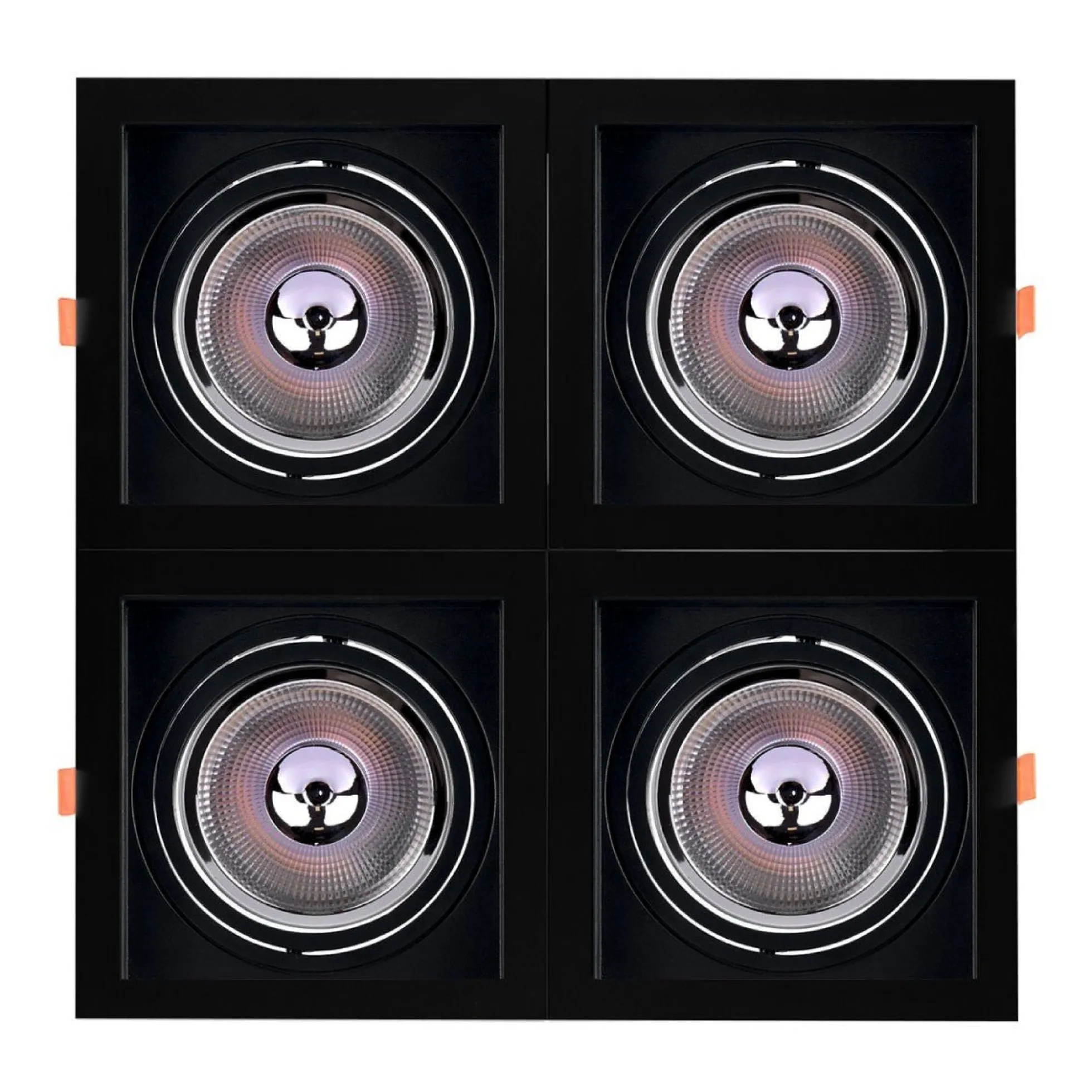 Pack x 4 - Aro downlight cuadrado tipo cardan para bombilla QR111 o AR111 - Corte 155 x 155 mm