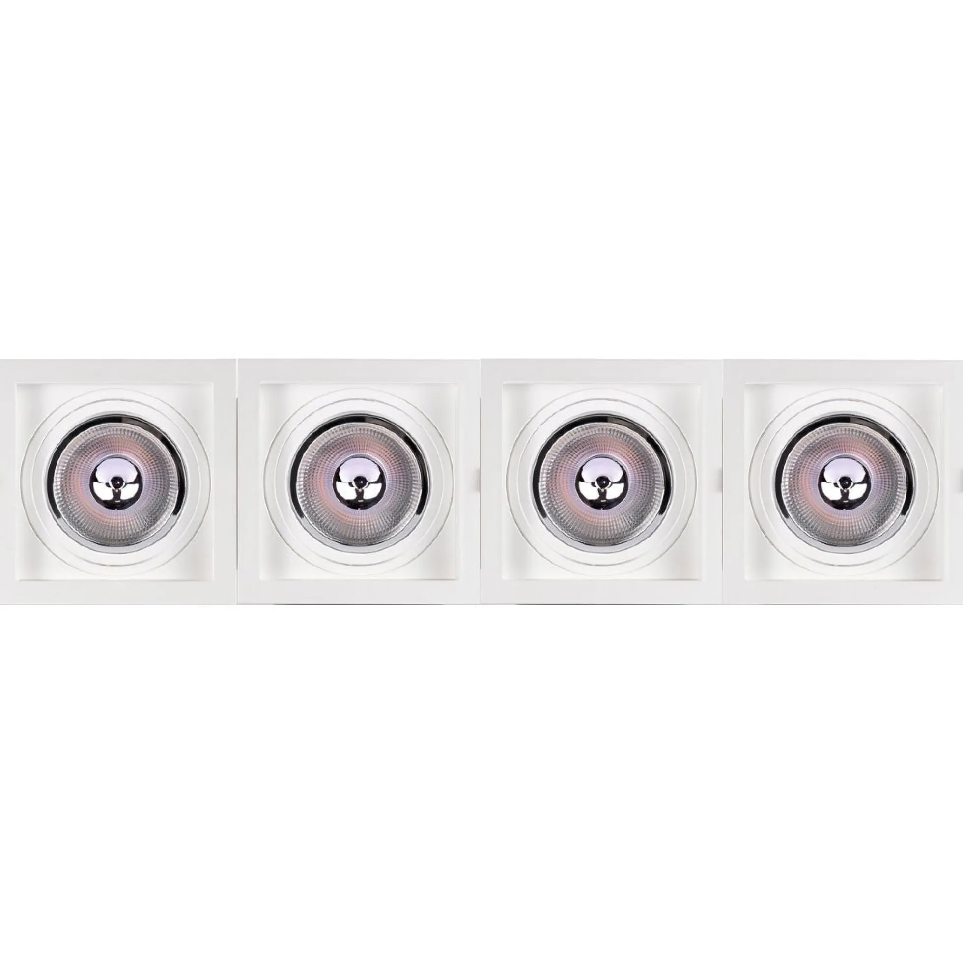 Pack x 4 - Aro downlight cuadrado tipo cardan para bombilla QR111 o AR111 - Corte 155 x 155 mm