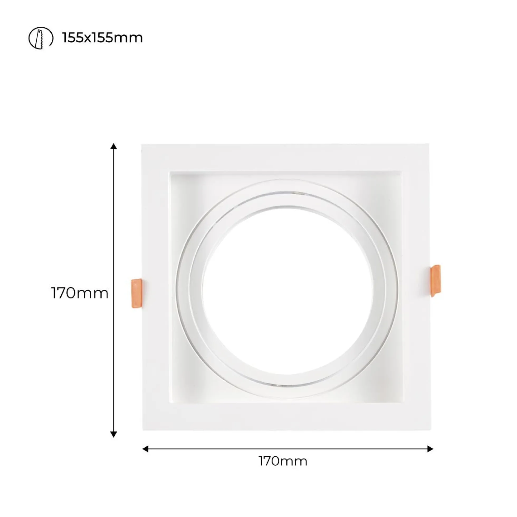 Pack x 4 - Aro downlight cuadrado tipo cardan para bombilla QR111 o AR111 - Corte 155 x 155 mm
