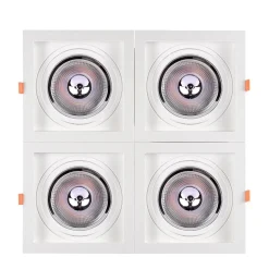 Pack x 4 - Aro downlight cuadrado tipo cardan para bombilla QR111 o AR111 - Corte 155 x 155 mm