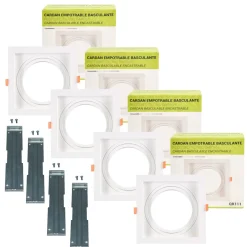 Pack x 4 - Aro downlight cuadrado tipo cardan para bombilla QR111 o AR111 - Corte 155 x 155 mm