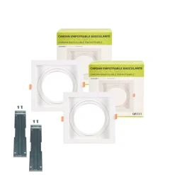 Pack x 2 - Aro downlight cuadrado tipo cardan para bombilla QR111 o AR111 - Corte 155 x 155 mm