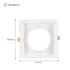 Pack x 3 - Aro downlight cuadrado tipo cardan para bombilla QR111 o AR111 - Corte 155 x 155 mm