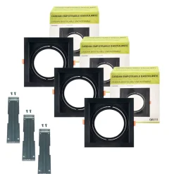 Pack x 3 - Aro downlight cuadrado tipo cardan para bombilla QR111 o AR111 - Corte 155 x 155 mm