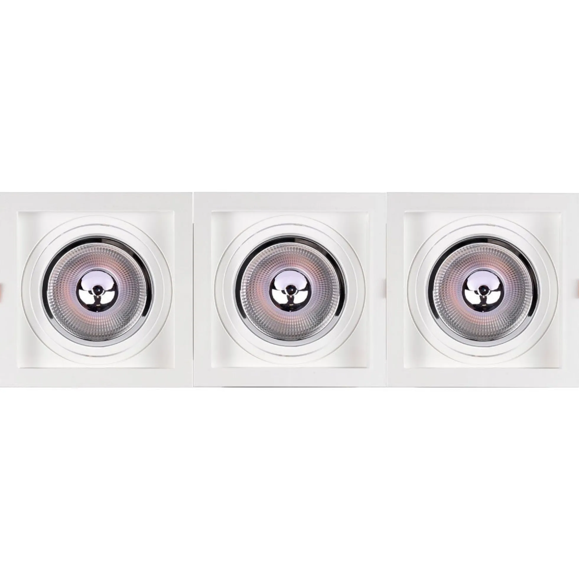 Pack x 3 - Aro downlight cuadrado tipo cardan para bombilla QR111 o AR111 - Corte 155 x 155 mm