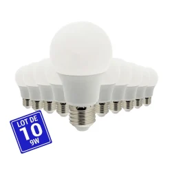 Pack x 10 - Bombilla LED E27 A60 - 9W