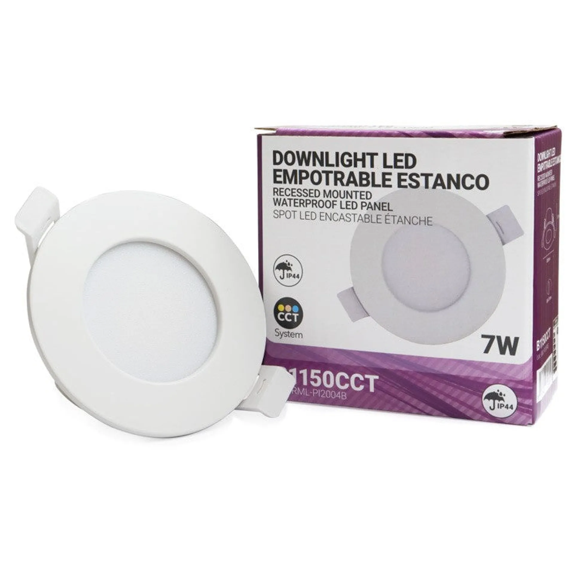 Pack x 3 - Downlight LED estanco empotrable CCT - 7W - IP44 - Corte Ø 68-75mm