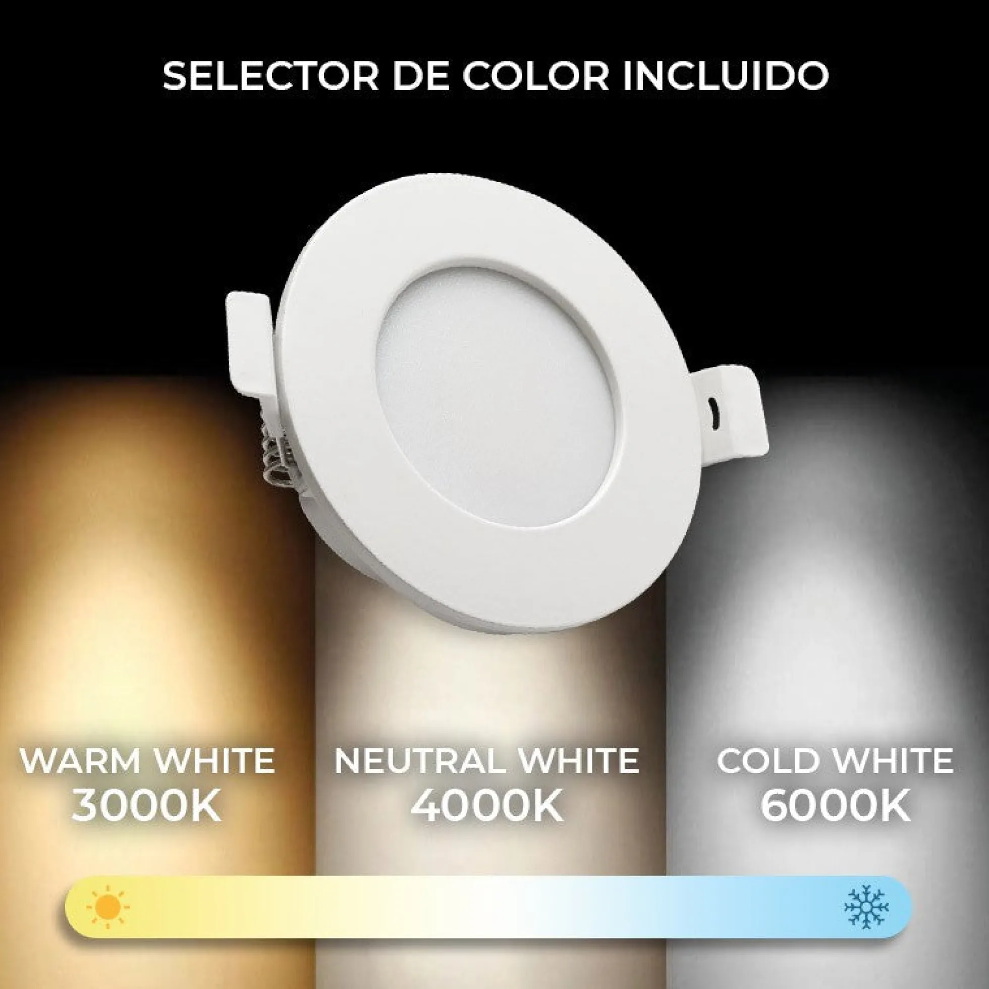 Pack x 3 - Downlight LED estanco empotrable CCT - 7W - IP44 - Corte Ø 68-75mm