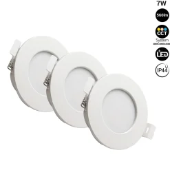 Pack x 3 - Downlight LED estanco empotrable CCT - 7W - IP44 - Corte Ø 68-75mm