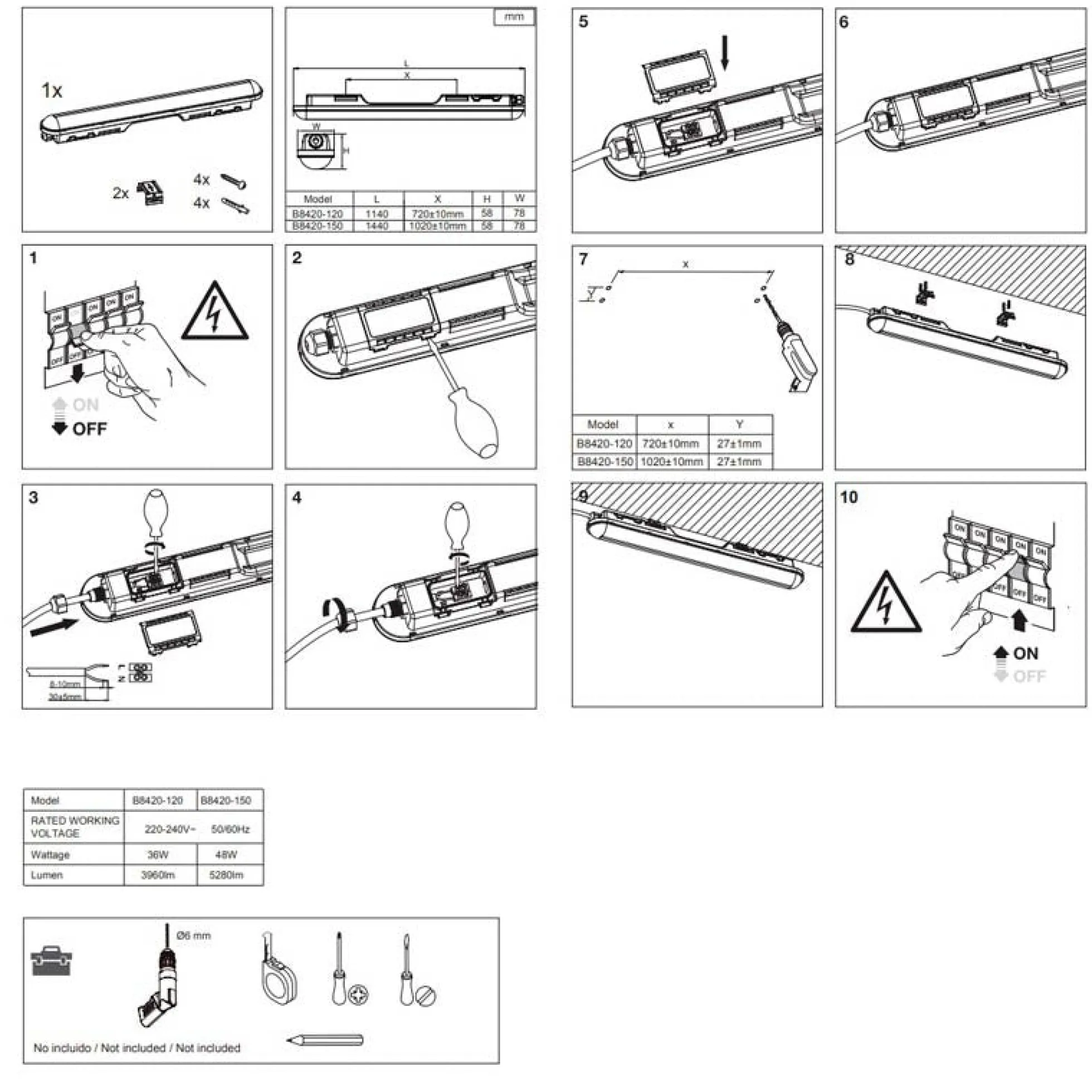 Pack x 24 - Pantalla estanca LED lineal enlazable 36W - 120cm - IP65