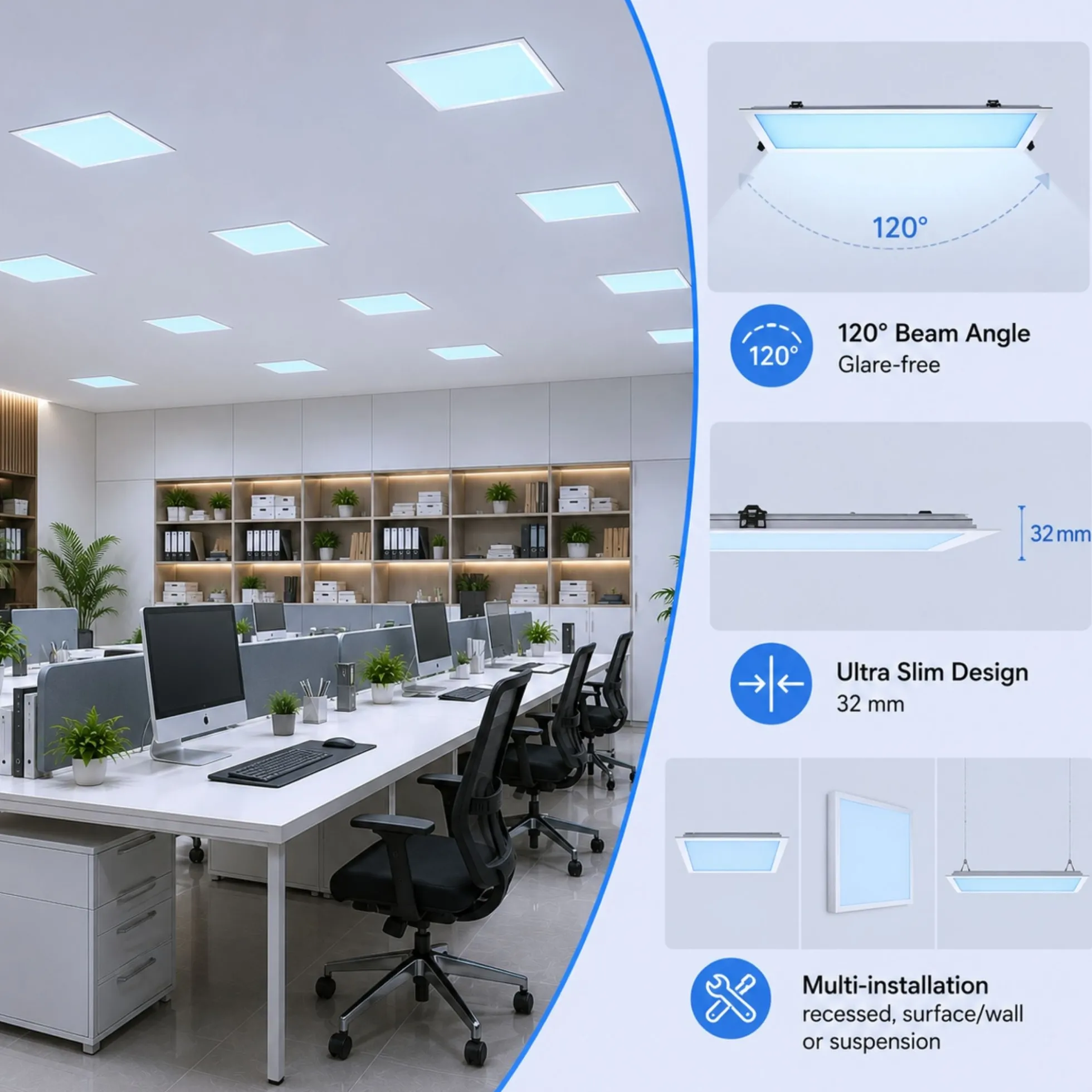 Panel Blue Skylight efecto cielo "SKYWIN SR" - Slim - Daylight - 45W - 60x30cm