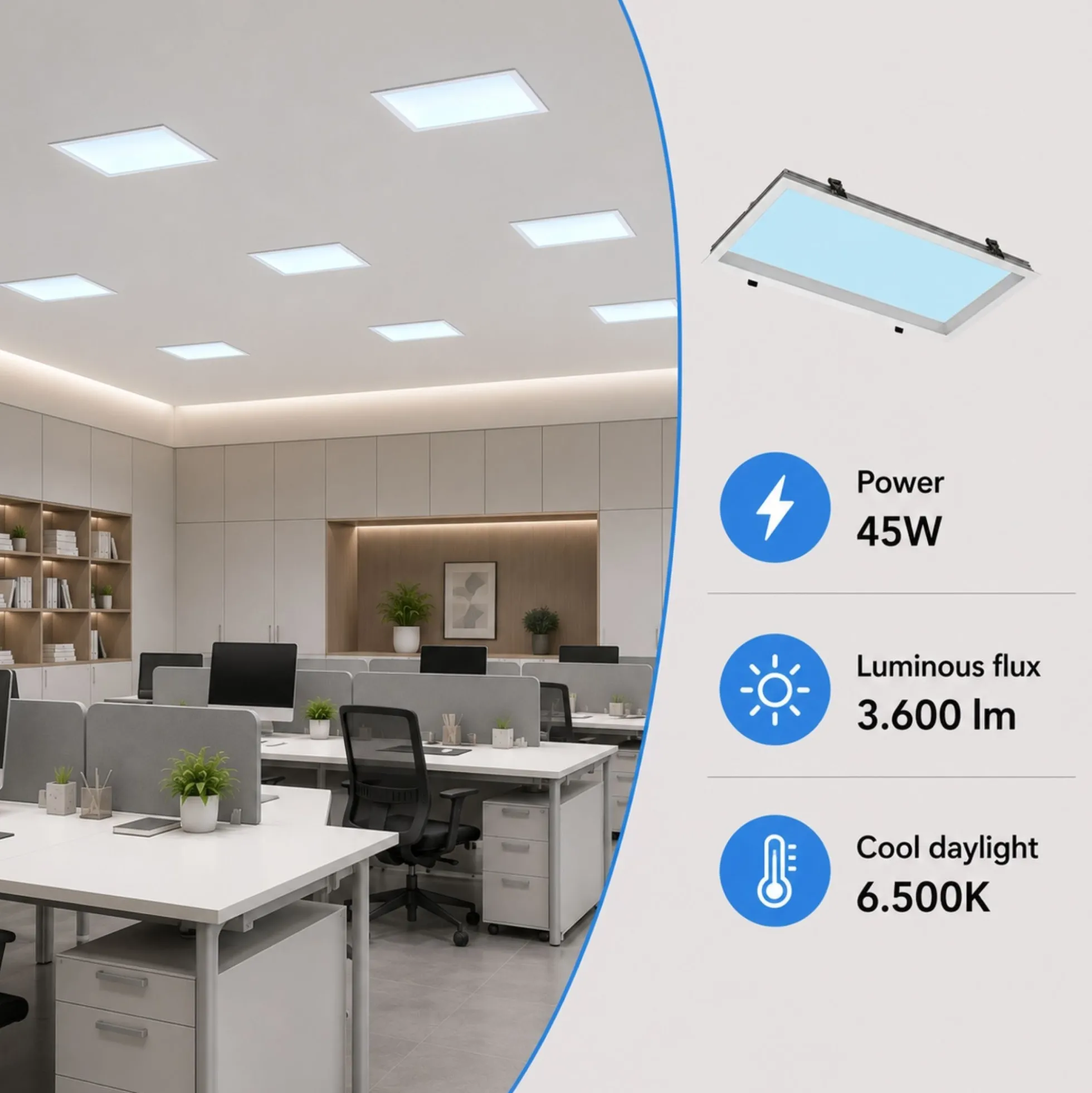 Panel Blue Skylight efecto cielo "SKYWIN SR" - Slim - Daylight - 45W - 60x30cm