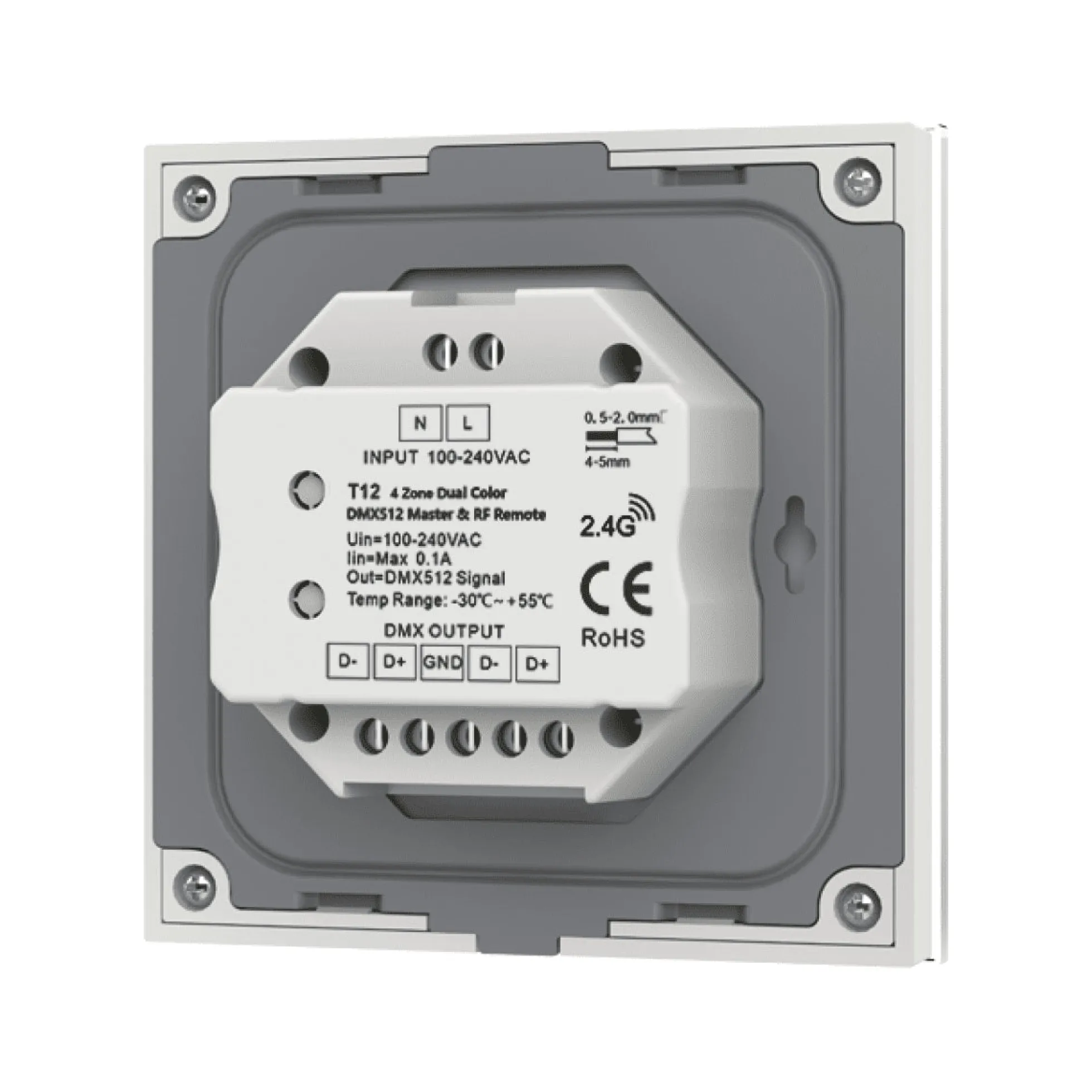 Panel de control táctil CCT - DMX y RF 2.4GHz - 4 zonas - Skydance
