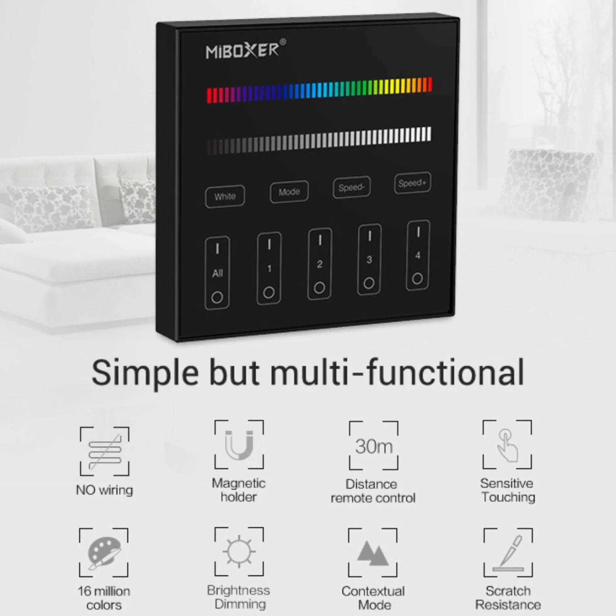 Panel de control táctil RGB y RGBW - 4 zonas - Mi-Light