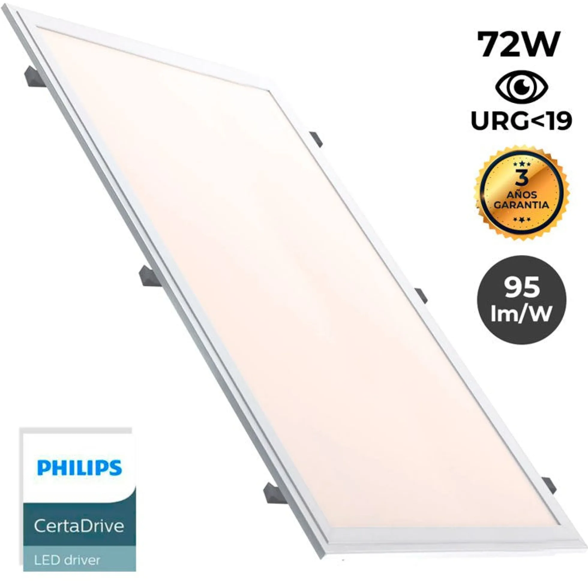 Panel LED de empotrar 1200X600mm Slim 72W PHILIPS DRIVER UGR19 con KIT de montaje
